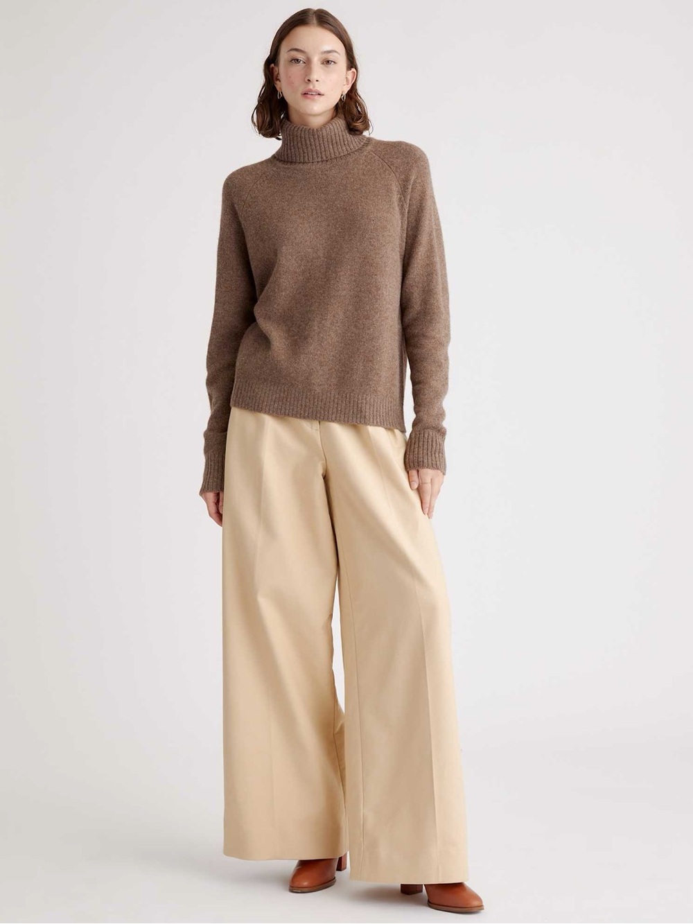 Quince Yak Wool Turtleneck Sweater Heather Brown Neutral Women’s S